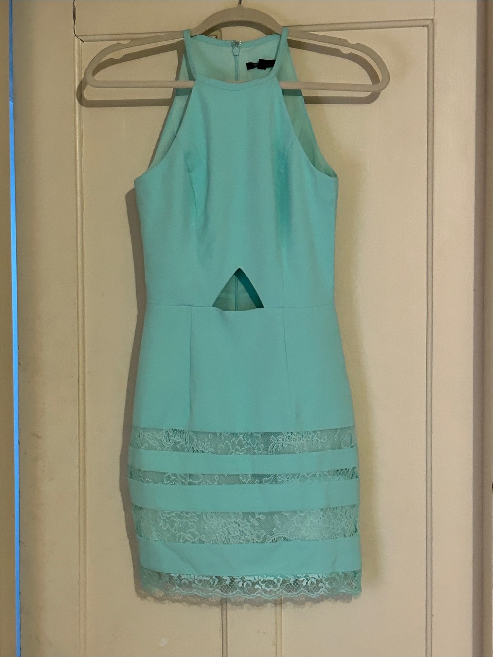 Women’s Mint Halter Lace-Trim Sheath Dress UK 6